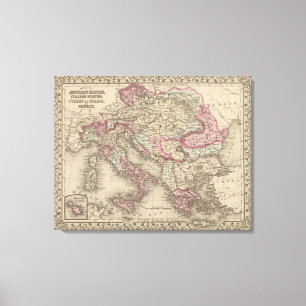 Oostenrijks rijk, Italië, Turkije in Europa, Griek Canvas Afdruk