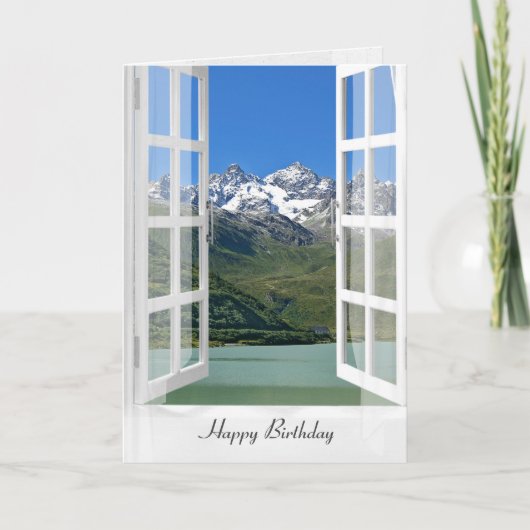 Oostenrijkse Alpen in Window Birthday Kaart (Voorkant)