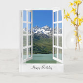 Oostenrijkse Alpen in Window Birthday Kaart (Gele Bloem)