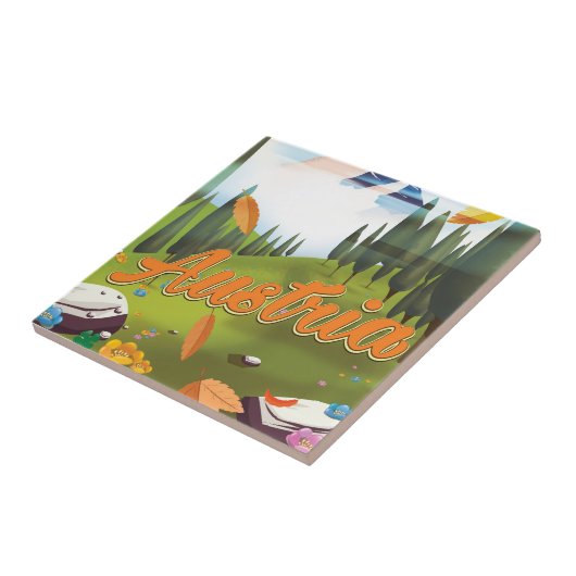 Oostenrijkse cartoon reisposter tegeltje (Zijkant)