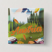 Oostenrijkse cartoon reisposter vierkante button 5,1 cm (Voorkant)