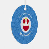 Oostenrijkse engel Chanoeka vlag gepersonaliseerd Metalen Ornament (Voorkant Rechts)