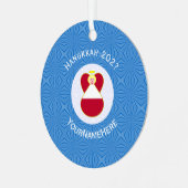 Oostenrijkse engel Chanoeka vlag gepersonaliseerd Metalen Ornament (Voorkant links)