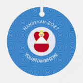 Oostenrijkse engel Chanoeka vlag gepersonaliseerd Metalen Ornament (Achterkant)