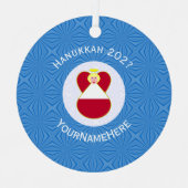 Oostenrijkse engel Chanoeka vlag gepersonaliseerd Metalen Ornament (Voorkant)