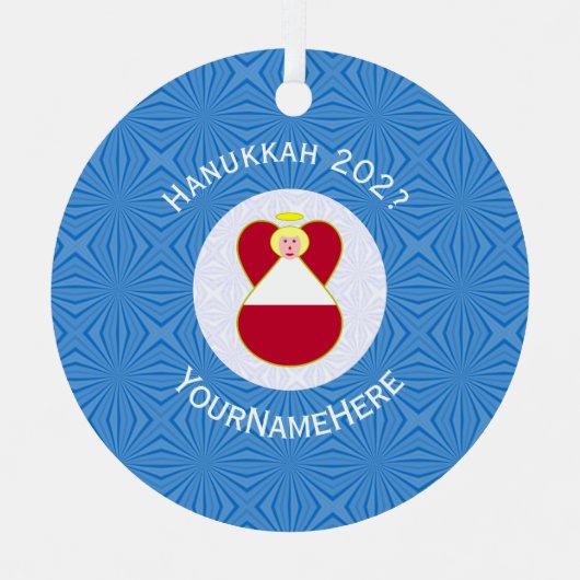 Oostenrijkse engel Chanoeka vlag gepersonaliseerd Metalen Ornament (Voorkant)