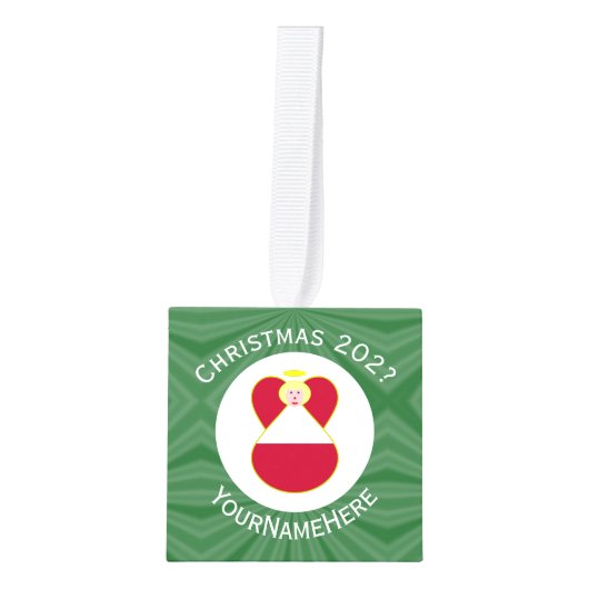 Oostenrijkse engel kerstvlag gepersonaliseerd decoratie (Voorkant)