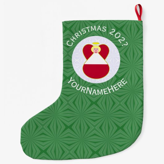 Oostenrijkse engel kerstvlag gepersonaliseerd grote kerstsok (Achterkant)