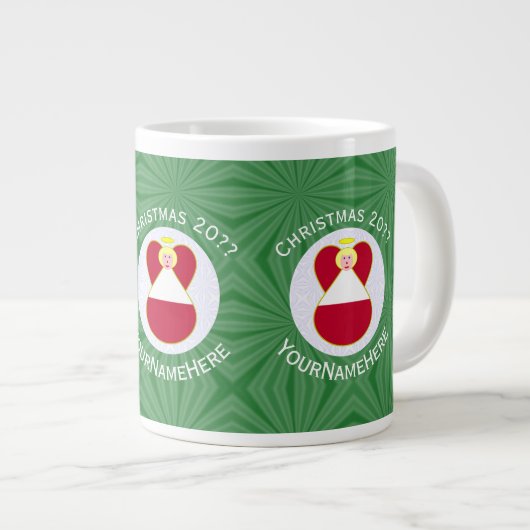 Oostenrijkse engel kerstvlag gepersonaliseerd grote koffiekop (Voorkant rechts)