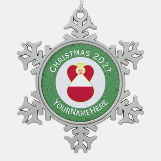 Oostenrijkse engel kerstvlag gepersonaliseerd tin sneeuwvlok ornament (Voorkant)