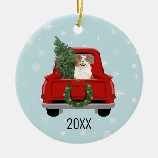 oostenrijkse herder rode kerst keramisch ornament (Voorkant)