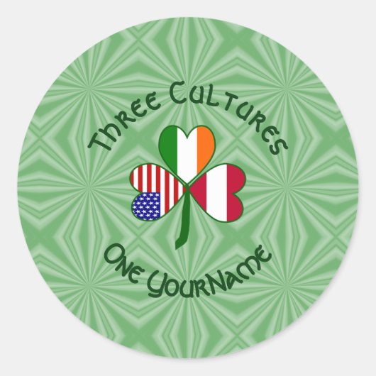 Oostenrijkse Ierse Amerikaanse Shamrock gepersonal Ronde Sticker (Voorkant)