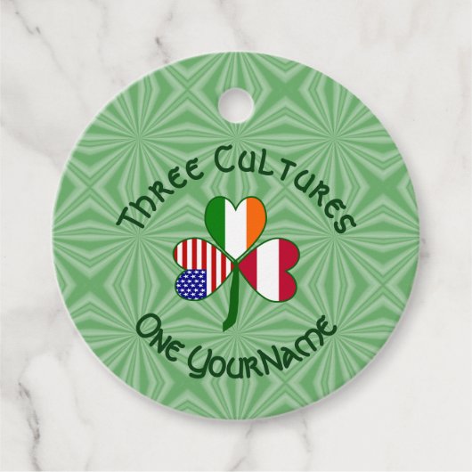 Oostenrijkse Ierse Amerikaanse Shamrock vlag geper Bedankjes Labels (Voorkant)