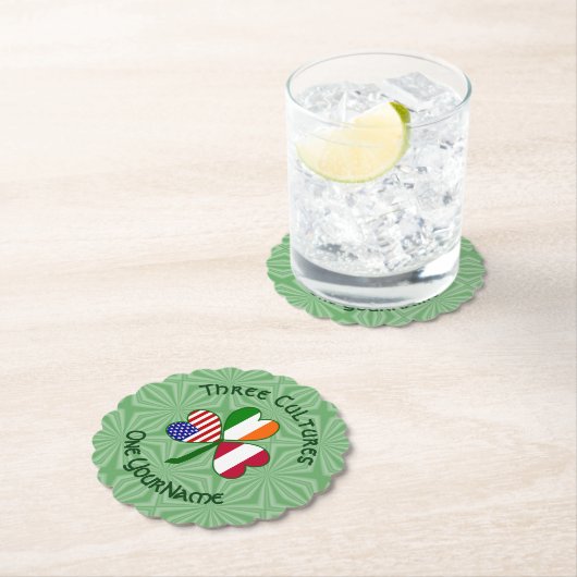 Oostenrijkse Ierse Amerikaanse Shamrock vlag geper Kartonnen Onderzetters (Insitu)
