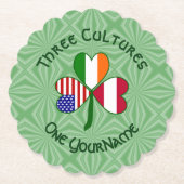 Oostenrijkse Ierse Amerikaanse Shamrock vlag geper Kartonnen Onderzetters (Voorkant)