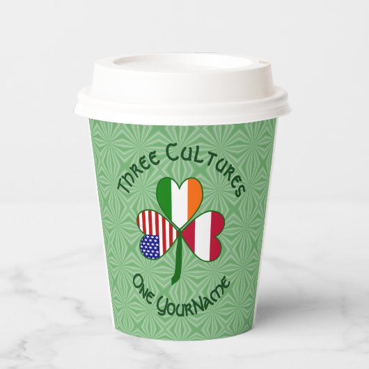 Oostenrijkse Ierse Amerikaanse Shamrock vlag geper Papieren Bekers (Voorkant)