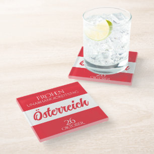 Oostenrijkse nationale vlag glazen onderzetter