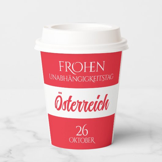 Oostenrijkse nationale vlag papieren bekers (Achterkant)