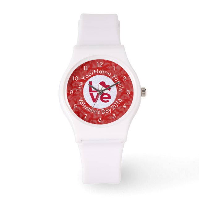 Oostenrijkse rode letter LOVE Flag gepersonaliseer Horloge (Voorkant)