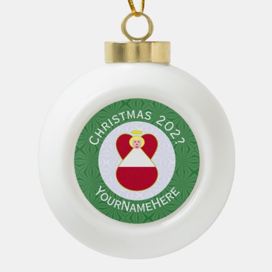 Oostenrijkse vlag engel kerst gepersonaliseerd keramische bal ornament (Voorkant)