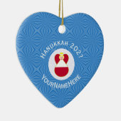 Oostenrijkse vlag Hanukkah Angel Naam Jaar Hart Keramisch Ornament (Rechts)