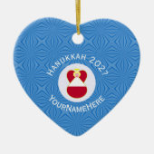 Oostenrijkse vlag Hanukkah Angel Naam Jaar Hart Keramisch Ornament (Voorkant)