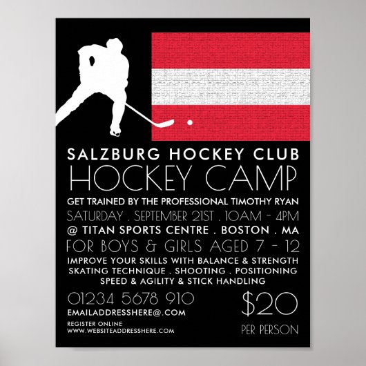 Oostenrijkse vlag, Hockey Player, Camp Adverteren Poster (Voorkant)