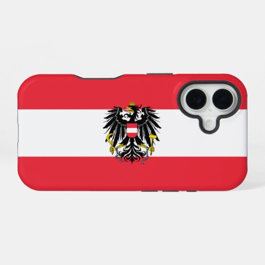 Oostenrijkse vlag iPhone 16 hoesje (Achterkant horizontaal)