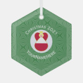 Oostenrijkse vlag Kerstangel naam jaar Hexagon Glas Ornament (Voorkant)