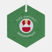 Oostenrijkse vlag Kerstangel naam jaar Hexagon Glas Ornament (Achterkant)