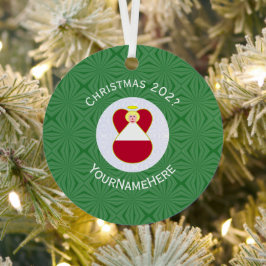 Oostenrijkse Vlag Kerstengel Naam Jaar Metalen Ornament