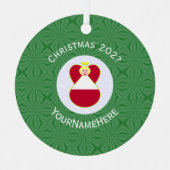 Oostenrijkse vlag kerstengelse naam Jaar Metalen Ornament (Voorkant)