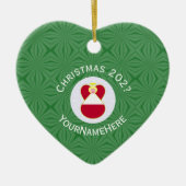 Oostenrijkse vlag Kerstmis Naam Jaar Hart Keramisch Ornament (Voorkant)