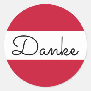 Oostenrijkse vlag kleuren Danke Ronde Sticker