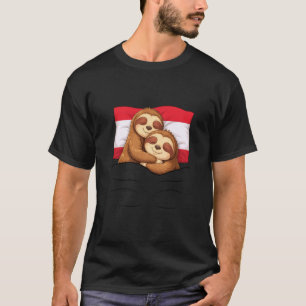 Oostenrijkse Vlag Luiaard Pyjama Slaapfeestje Slap T-shirt