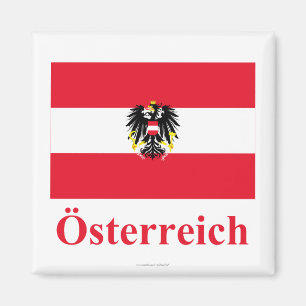 Oostenrijkse vlag met naam in het Duits Magneet