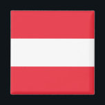 Oostenrijkse vlag (Oostenrijk) Magneet<br><div class="desc">Het ontwerp van dit artikel is gebaseerd op de nationale vlag van de Republiek Oostenrijk, een land dat door de kust van het oostelijk deel van Midden-Europa is afgesloten. De Oostenrijkse vlag met zijn drie kenmerkende banden van rood en wit is gebaseerd op het wapen van de Babenberg-dynastie. Volgens de...</div>