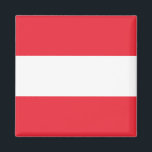 Oostenrijkse vlag (Oostenrijk) Magneet<br><div class="desc">Het ontwerp van dit artikel is gebaseerd op de nationale vlag van de Republiek Oostenrijk, een land dat door de kust van het oostelijk deel van Midden-Europa is afgesloten. De Oostenrijkse vlag met zijn drie kenmerkende banden van rood en wit is gebaseerd op het wapen van de Babenberg-dynastie. Volgens de...</div>