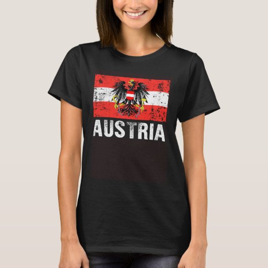 Oostenrijkse vlag Oostenrijk Wenen Land der Berge  T-shirt (Voorkant)