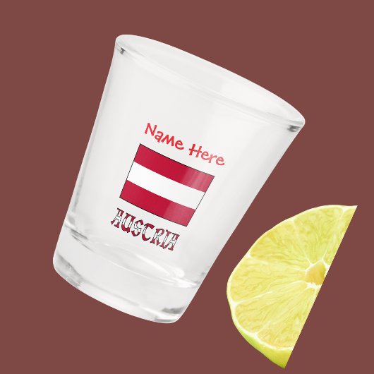 Oostenrijkse vlag rood gepersonaliseerd shot glas