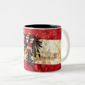 Oostenrijkse vlag tweekleurige koffiemok (Voorkant rechts)