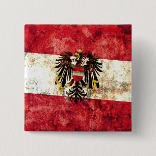 Oostenrijkse vlag vierkante button 5,1 cm