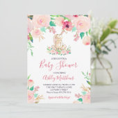 Ooster Bunny Baby shower Invitation Shower Kaart (Staand voorkant)