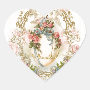 Ooster, feestdagen, eieren, bloemen, roos, romanti hart sticker