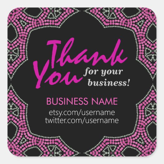 Oosterroze mozaïek Dank je zakelijke sticker (Voorkant)