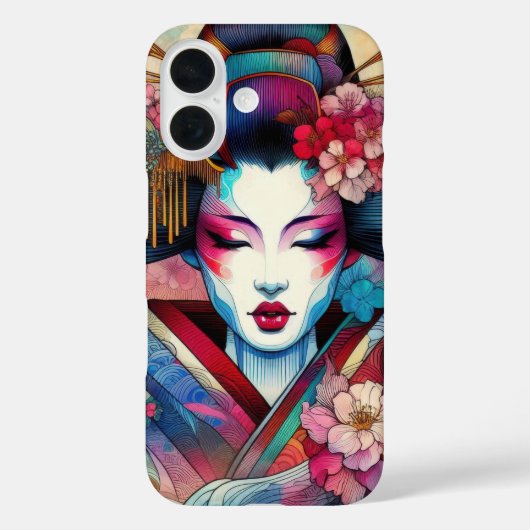 Oosters abstract Geisha sakura bloemen tattoo Case-Mate iPhone Case (Achterkant)