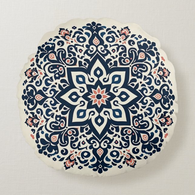 Oosters Arabesque Majestic Motieven Rond Kussen (Voorkant)