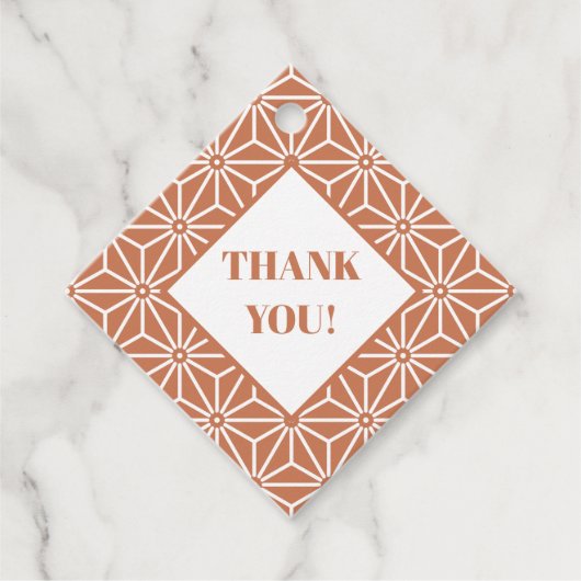 Oosters Beige Ensyucha Asanoha Japan Patroon Bedankjes Labels (Voorkant)