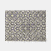 Oosters Blauw Beige Marokkaans Geometrisch Patroon Deurmat (Voorkant)