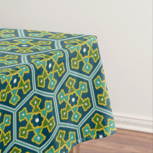 Oosters Blauw Geel Groen Ottomaans Turks Hexagon Tafelkleed